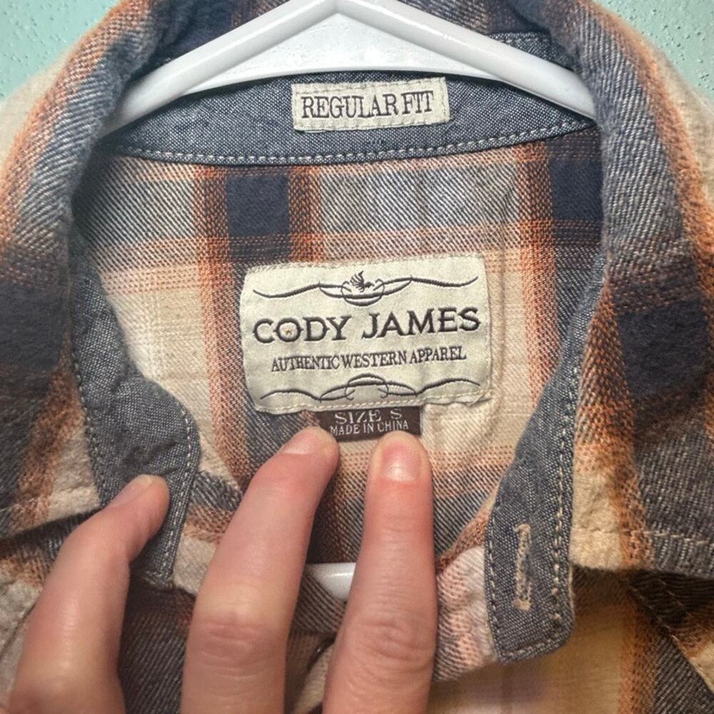 Cody James Boys Brown Tan Plaid Flannel Button Up Long Sleeve Western Shirt - Picture 4 of 10